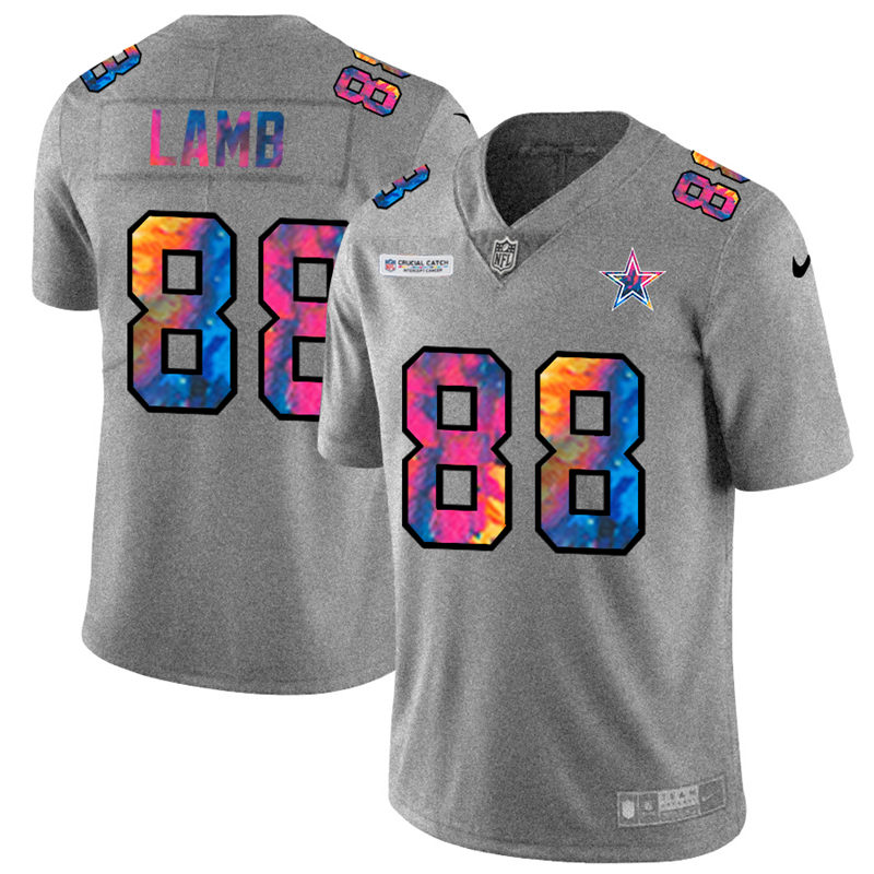 NFL Dallas Cowboys #88 CeeDee Lamb Men Nike MultiColor 2020  Crucial Catch  Jersey Grey